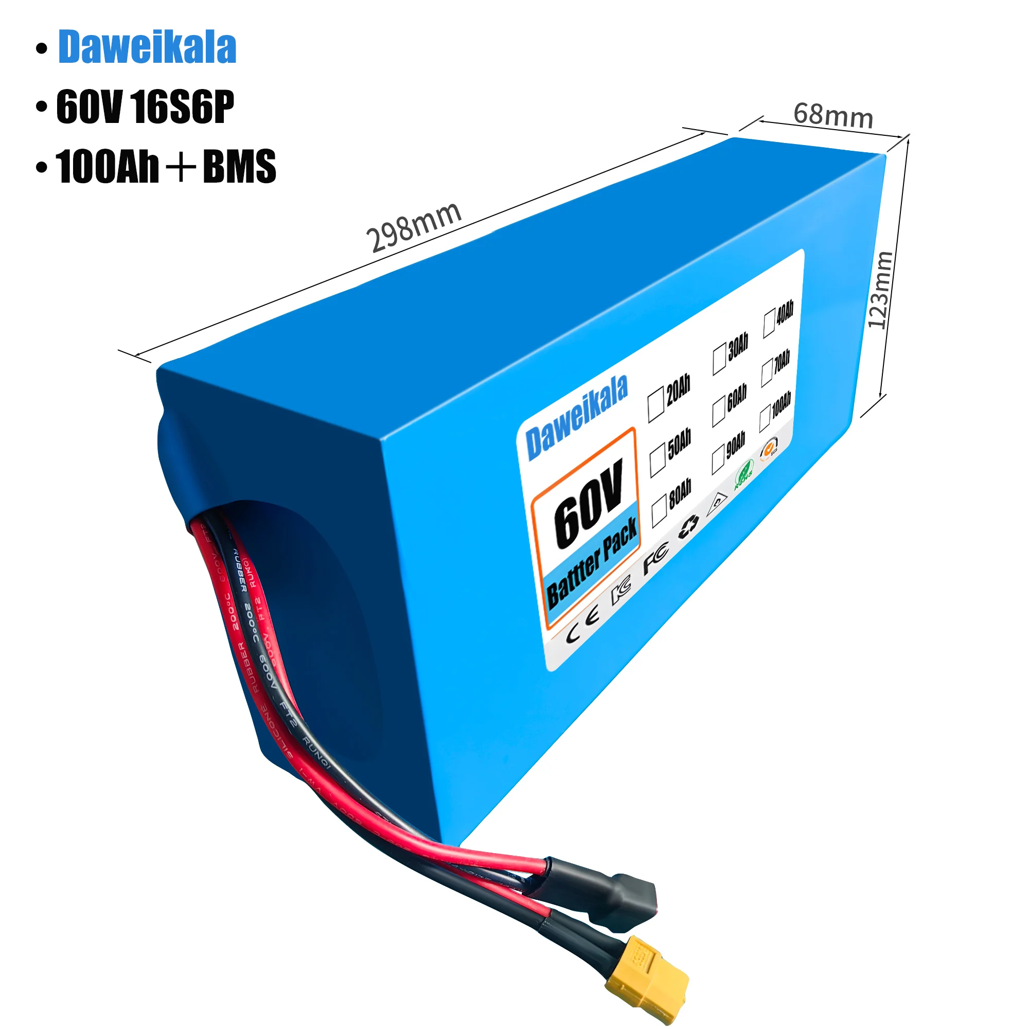 60V 100Ah 16S6P ebike battery  - đánh giá và giá 60V 50Ah Electric Scooter Battery