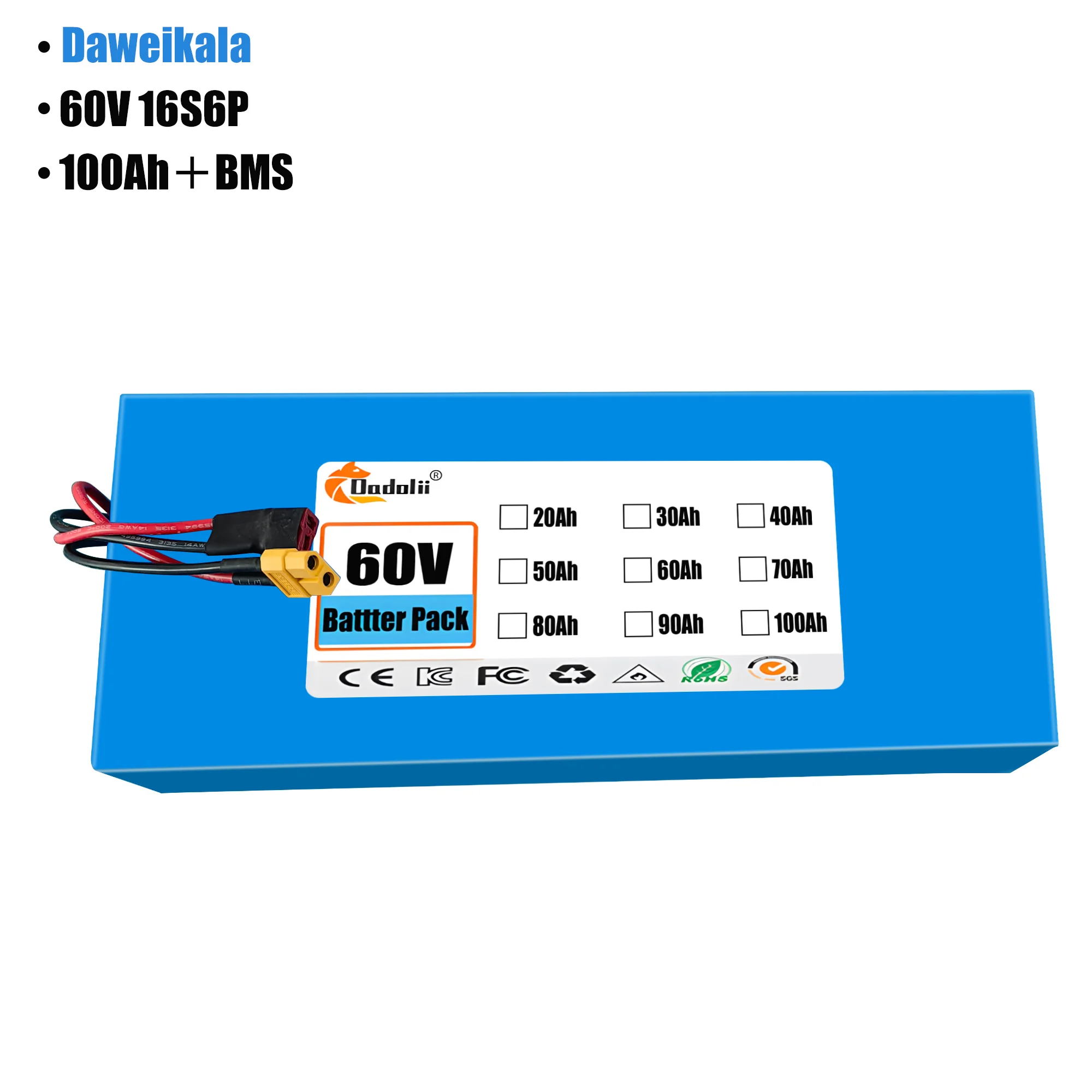 60V 100Ah 16S6P ebike battery  - đánh giá và giá 60V 50Ah Electric Scooter Battery